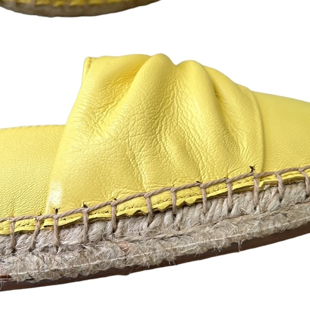 NEW Talbots Izzy Cinched Nappa Yellow Leather Espadrilles in Lemon Chiffon - 9.5